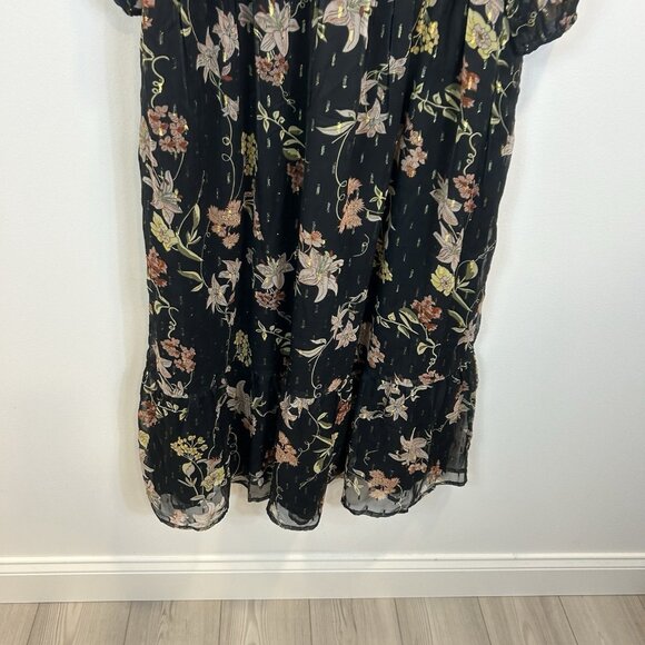 Novica Chiffon Shift Dress with Floral Motif, "Romantic Revival in Black Medium - Picture 9 of 9